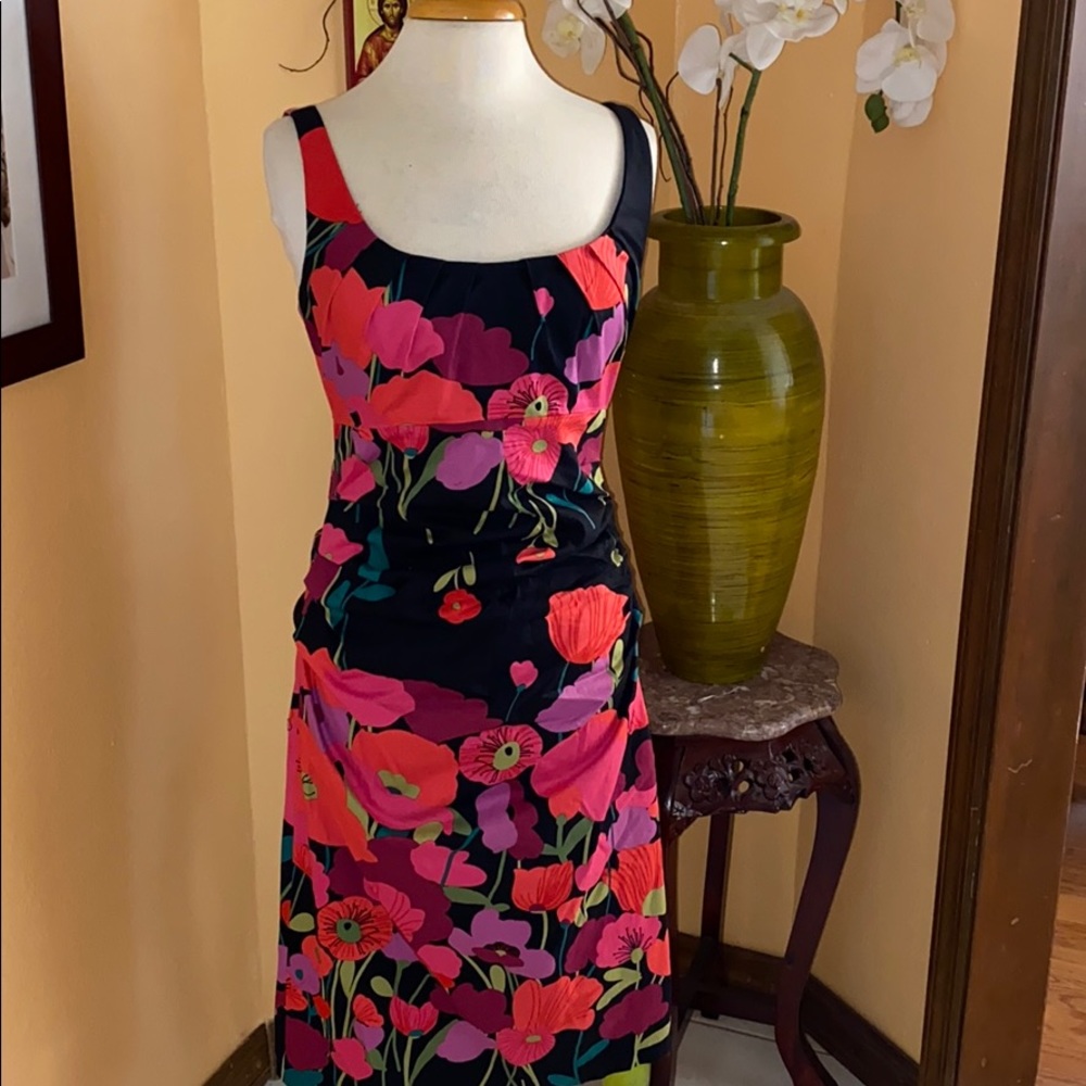Suzy Chin for Maggy Boutique blk floral dress 10